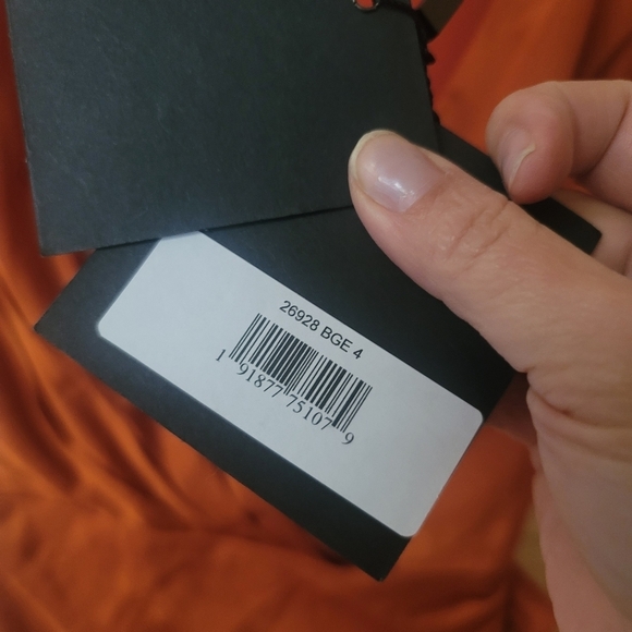 Ieena for Mac Duggal, Puff Sleeve Faux Wrap Mini Dress, Burnt Orange, Size 4,NWT - Picture 4 of 11